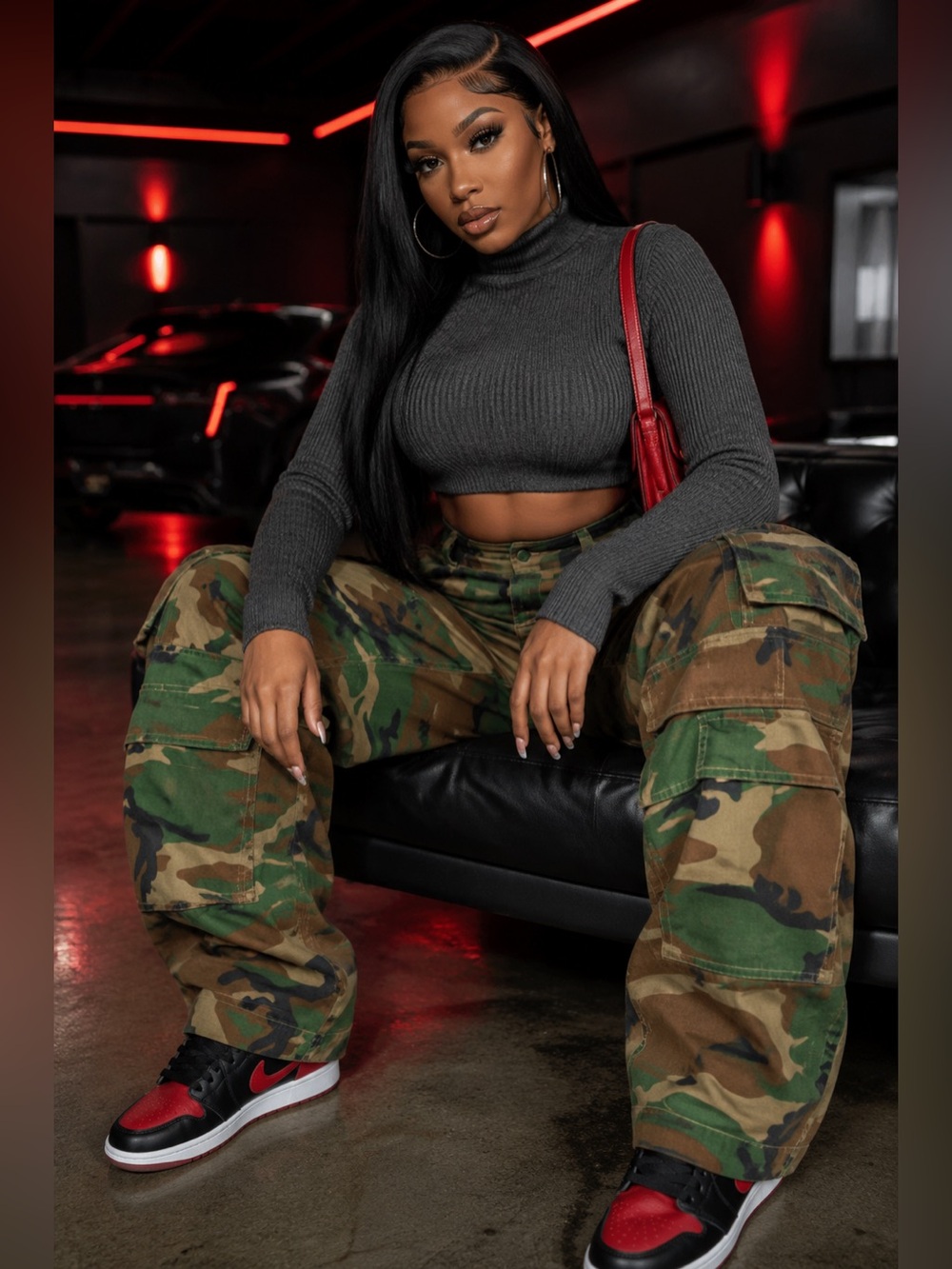 Camo Baddie Oversized Cargo Jeans
